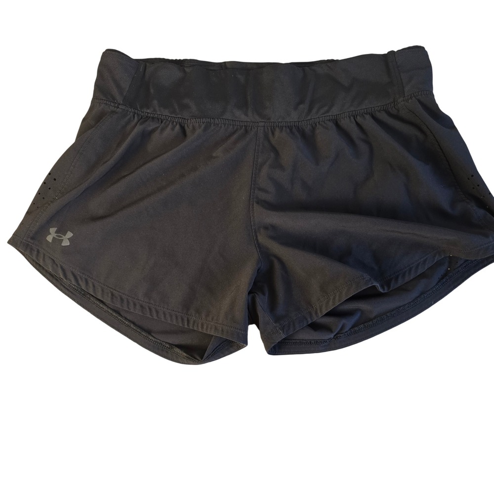 Under‎ Armour Womens Black Speedpocket Running Shorts Large Perforated Athletic